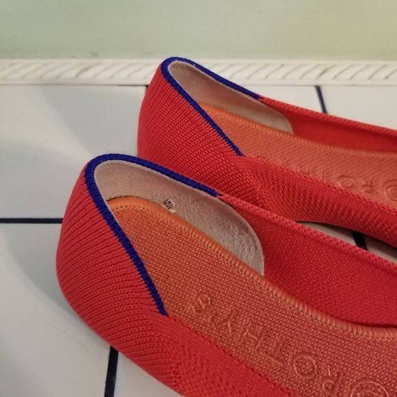 Rothys 8 Flame Red THE POINT Flats Shoes Washable Knit Slip On Loafers - Picture 8 of 11